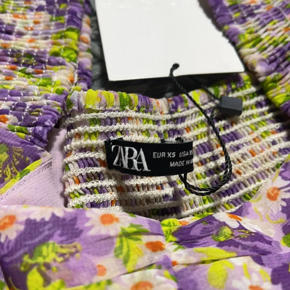 🥰🥰ZARA Floral Ruched Puff Sleeves Mini Dress🥰🥰 - Picture 16 of 16